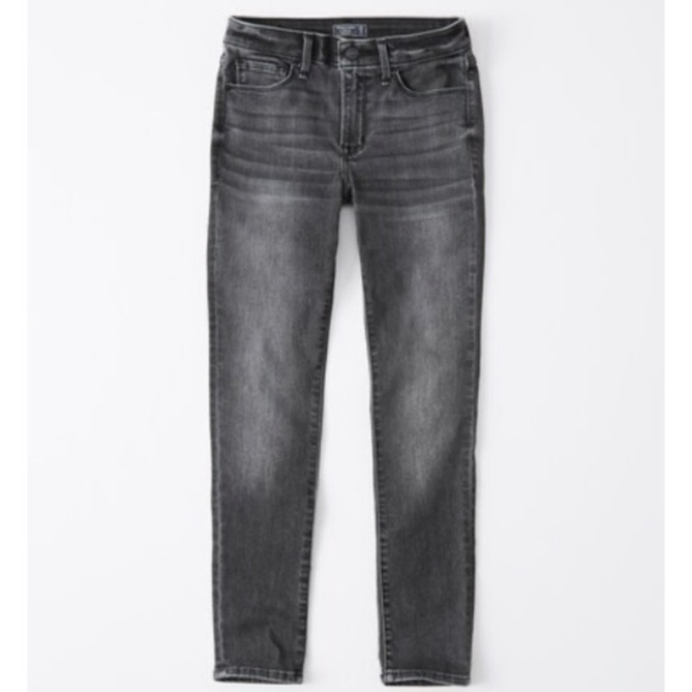 Abercrombie & Fitch Mid Rise Super Skinny Ankle Jeans Washed Dark Gray 28 Short